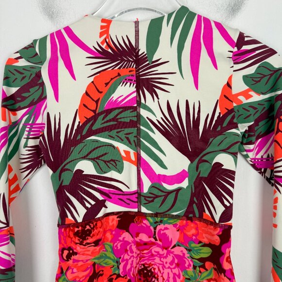 Maaji Floral One Piece Long Sleeve Rashguard Swimsuit Zip Up Reverse Size XS/S - Picture 8 of 13